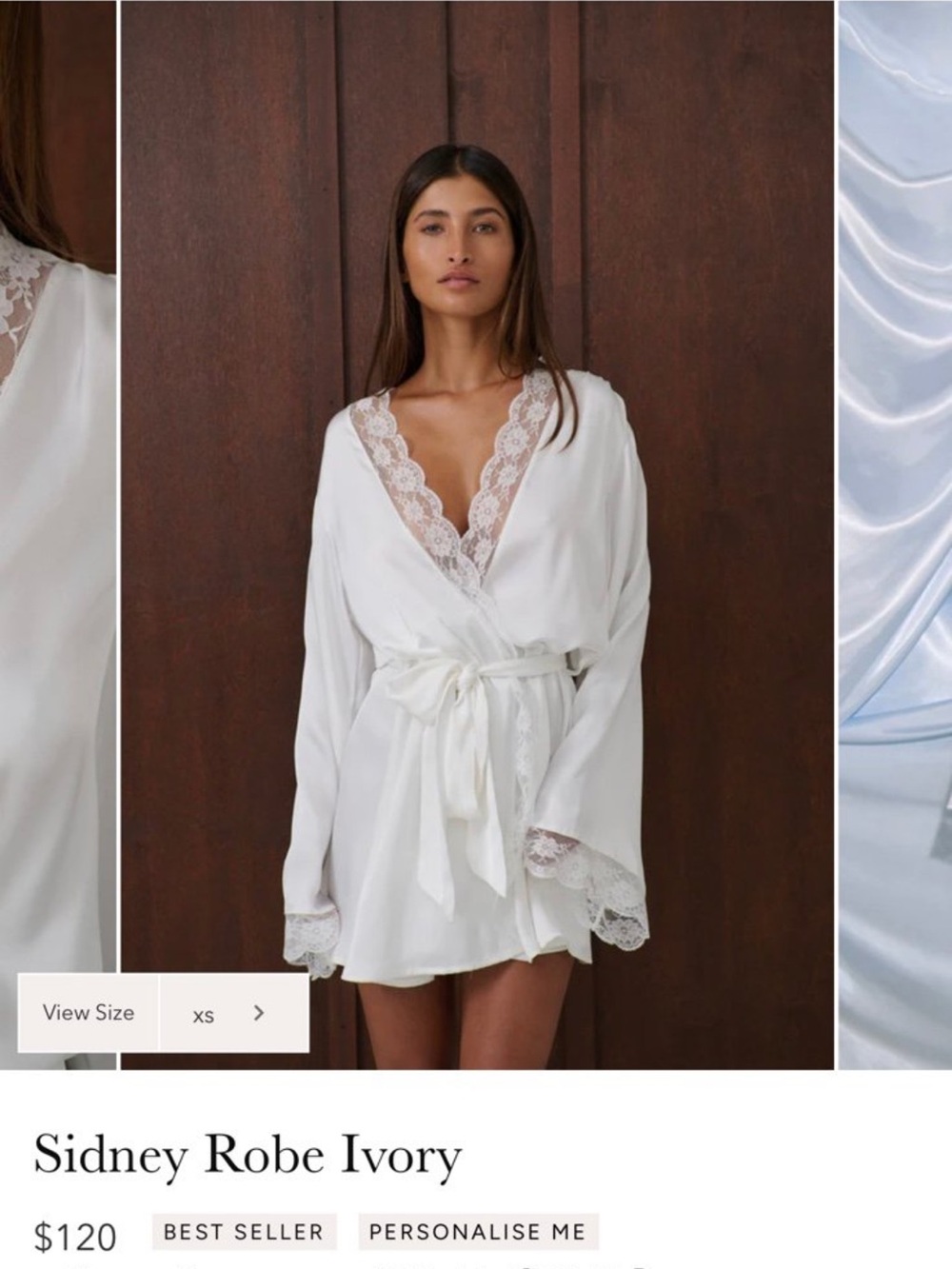 Kat the Label Sidney Lace-Trim Robe — Ivory